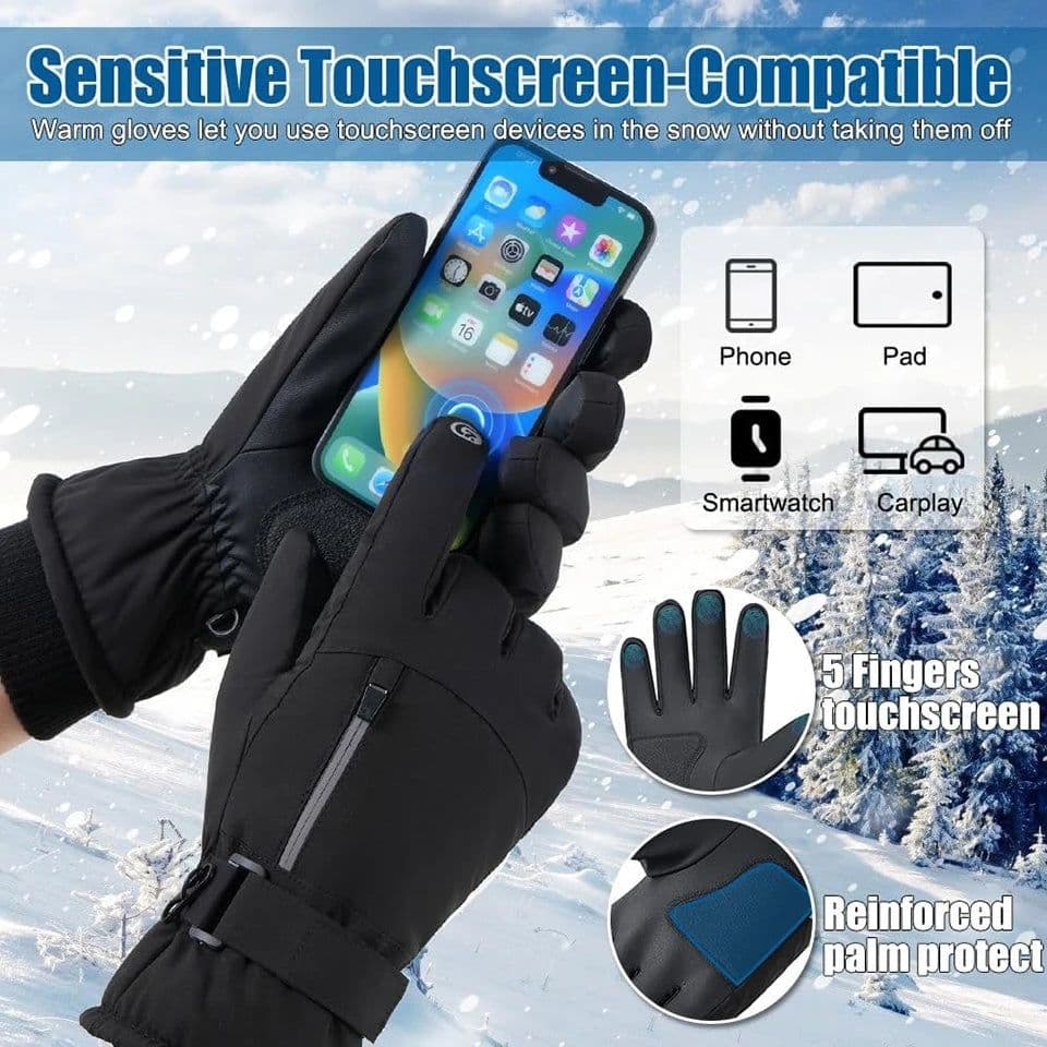image-Winter Ski Gloves 3M Cold Resistant Sheep Waterproof Ten Fingers Touch Screen Gloves Thickened Anti-slip Riding Gloves Men Women