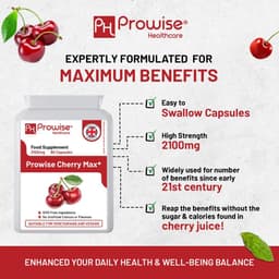 image-Cherry Max+ 2100mg Montmorency Cherry Added with Black Cherry I 90 Vegan Capsules High Strength I Made in The UK