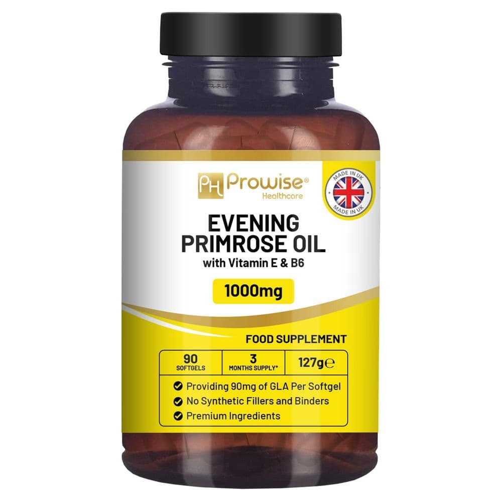 image-Evening Primrose Oil 1000mg | 90 Softgel Capsules | Pure Cold Pressed I 90mg GLA per Capsule I Halal Friendly