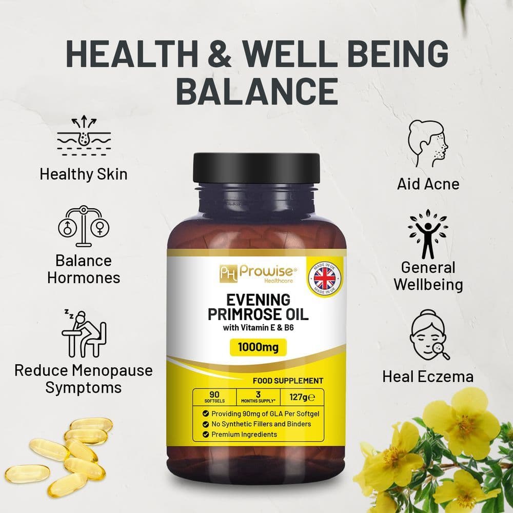 image-Evening Primrose Oil 1000mg | 90 Softgel Capsules | Pure Cold Pressed I 90mg GLA per Capsule I Halal Friendly