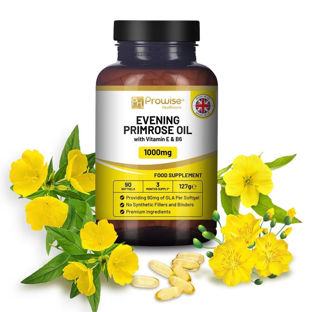 image-Evening Primrose Oil 1000mg | 90 Softgel Capsules | Pure Cold Pressed I 90mg GLA per Capsule I Halal Friendly