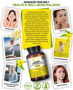 image-Evening Primrose Oil 1000mg | 90 Softgel Capsules | Pure Cold Pressed I 90mg GLA per Capsule I Halal Friendly