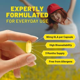 image-Evening Primrose Oil 1000mg | 90 Softgel Capsules | Pure Cold Pressed I 90mg GLA per Capsule I Halal Friendly