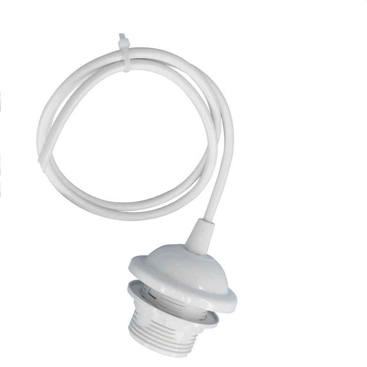 image-E27 White Colour Umbrella Holder PVC 2 Core Round White Colour 1m Cable Pendant Set~2154