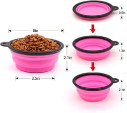 image-5" Portable and Foldable Small Dog Bowl-Pink set of 5