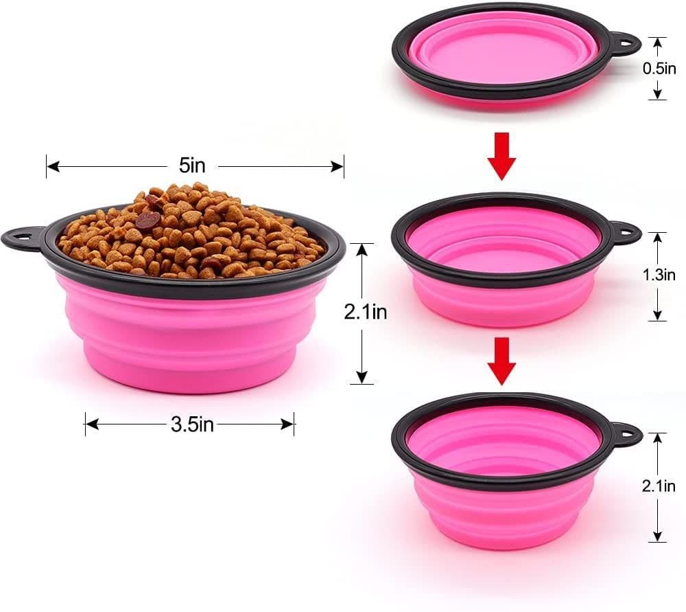 image-5" Portable and Foldable Small Dog Bowl-Pink set of 5