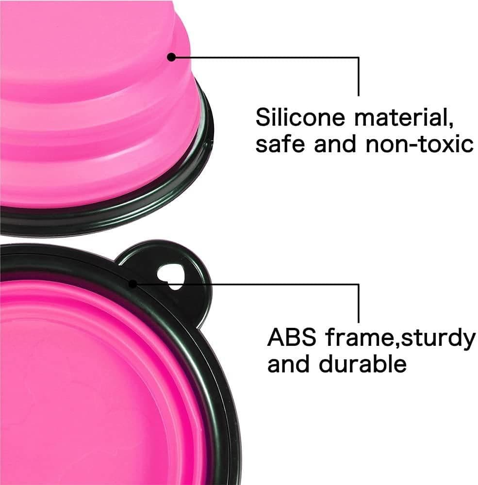 image-5" Portable and Foldable Small Dog Bowl-Pink set of 5