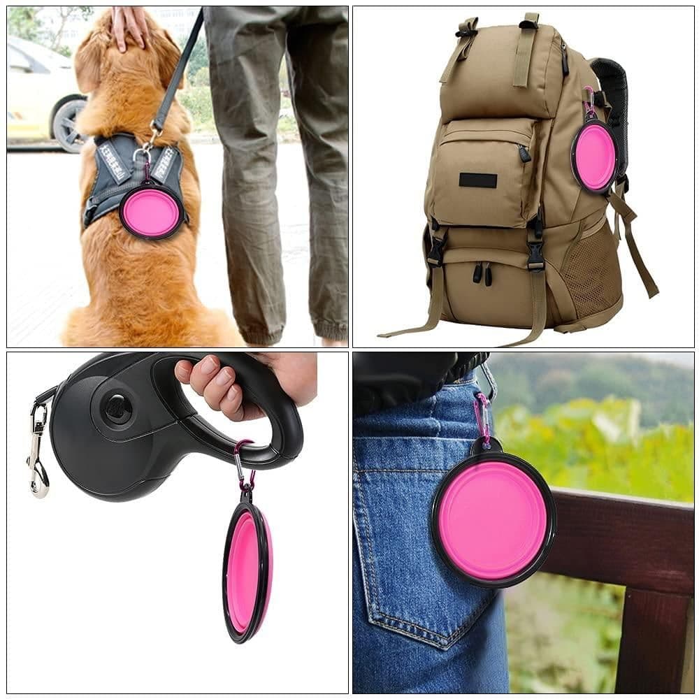 image-5" Portable and Foldable Small Dog Bowl-Pink set of 5