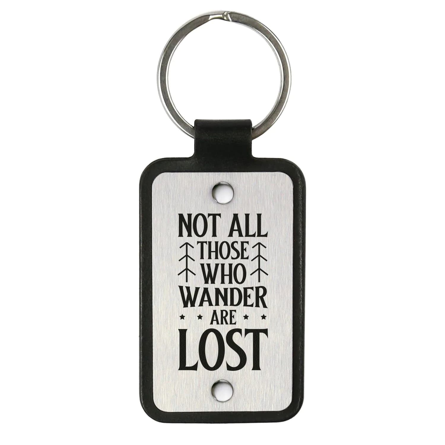 image-Leather keychain – Not all those who wander are lost