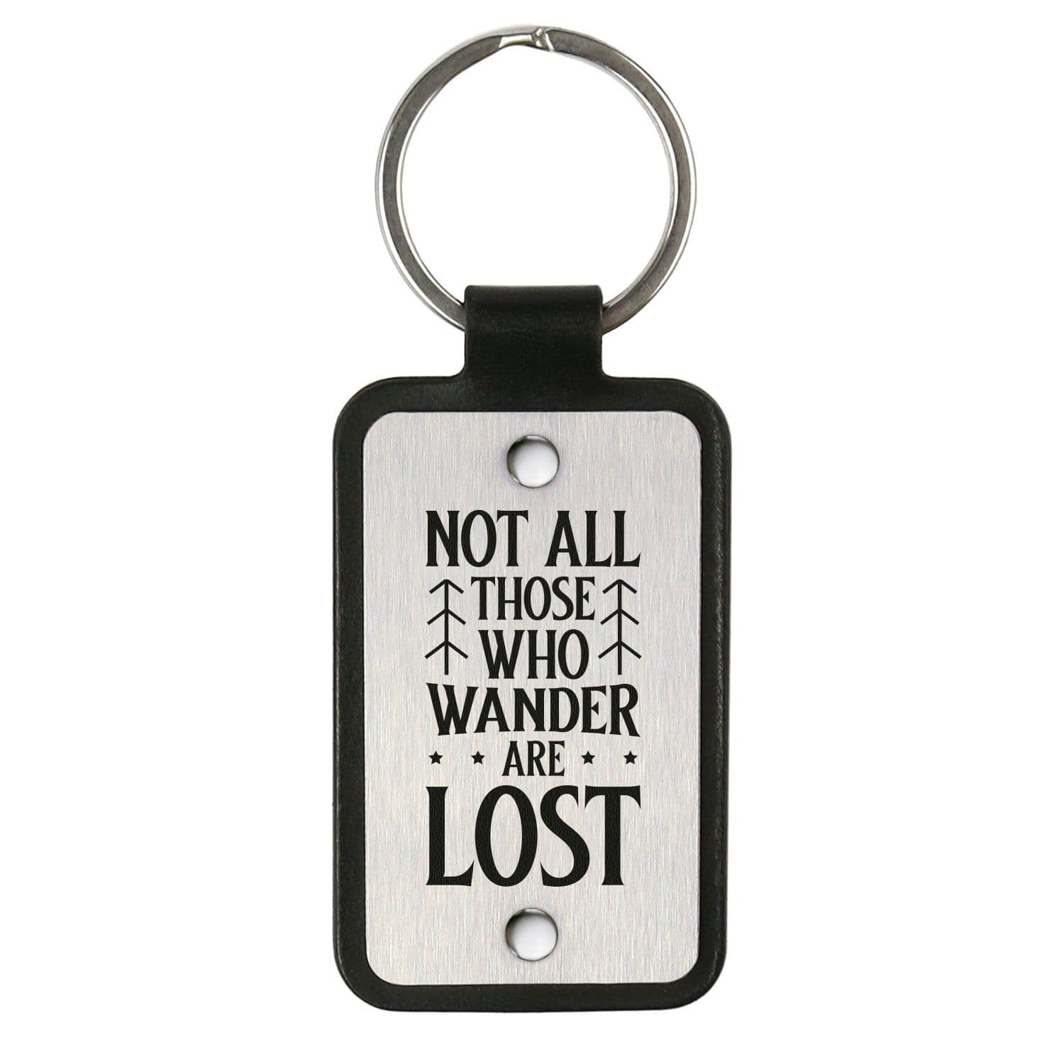 image-Leather keychain – Not all those who wander are lost