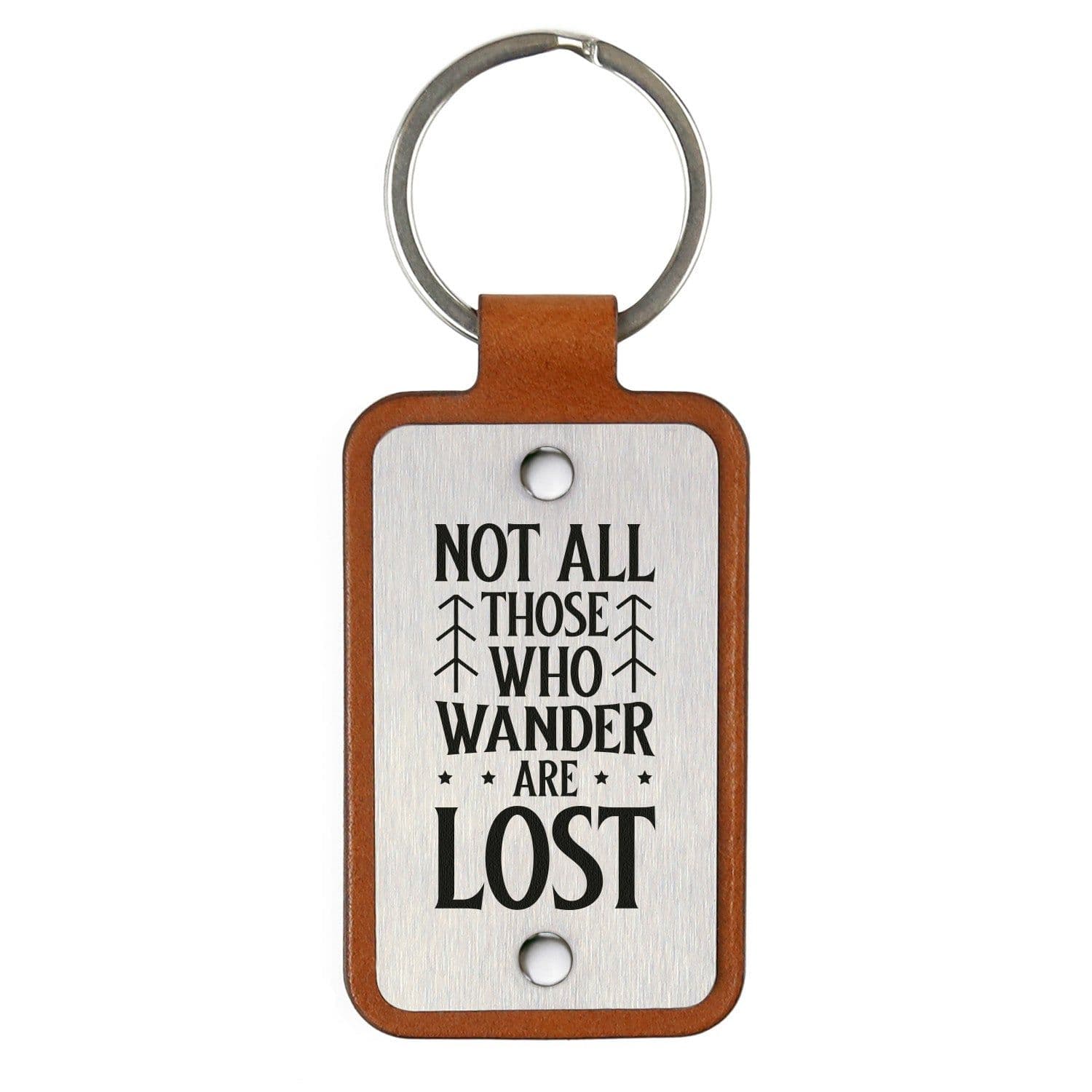 image-Leather keychain – Not all those who wander are lost