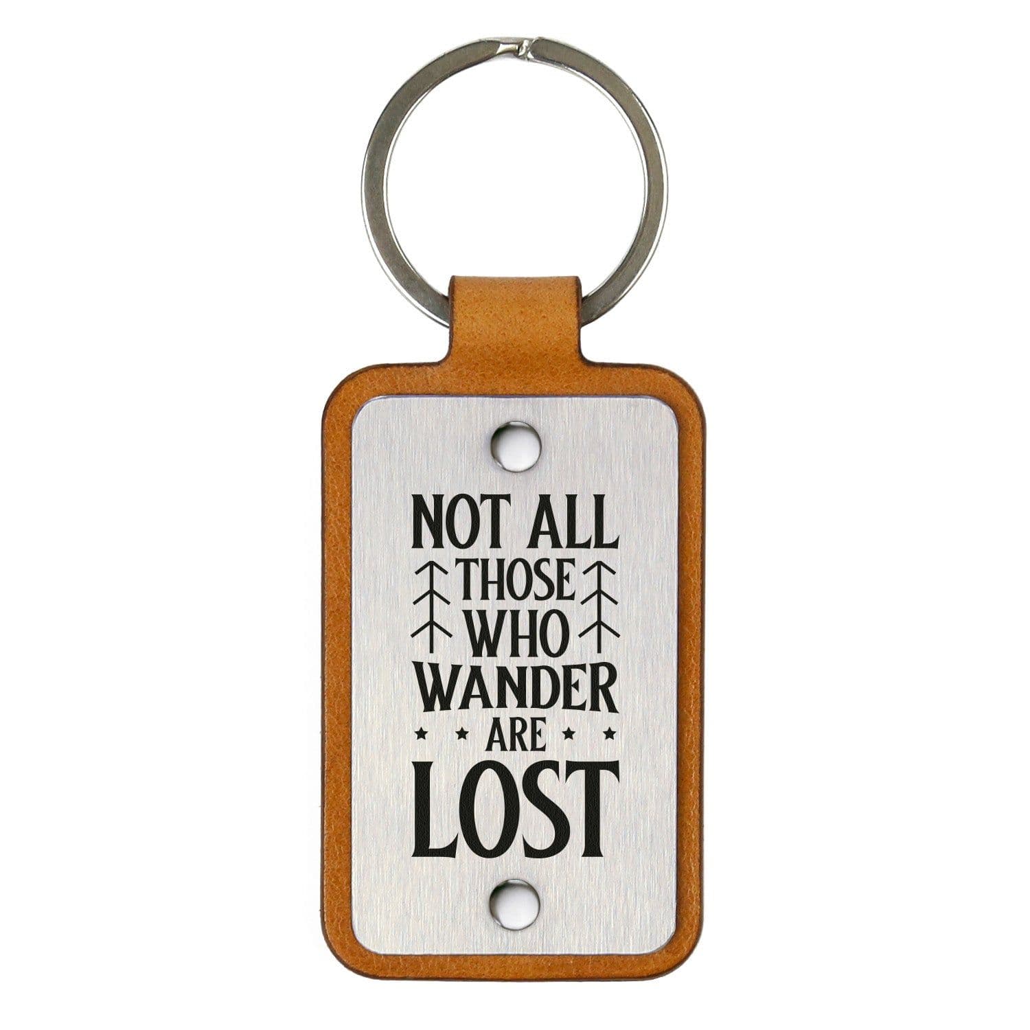 image-Leather keychain – Not all those who wander are lost