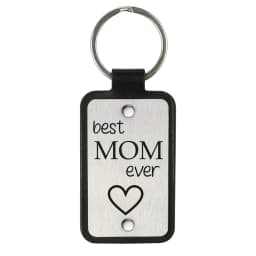 image-Leather keychain with stainless steel plate – Best mom ever