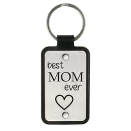 image-Leather keychain with stainless steel plate – Best mom ever