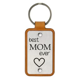 image-Leather keychain with stainless steel plate – Best mom ever