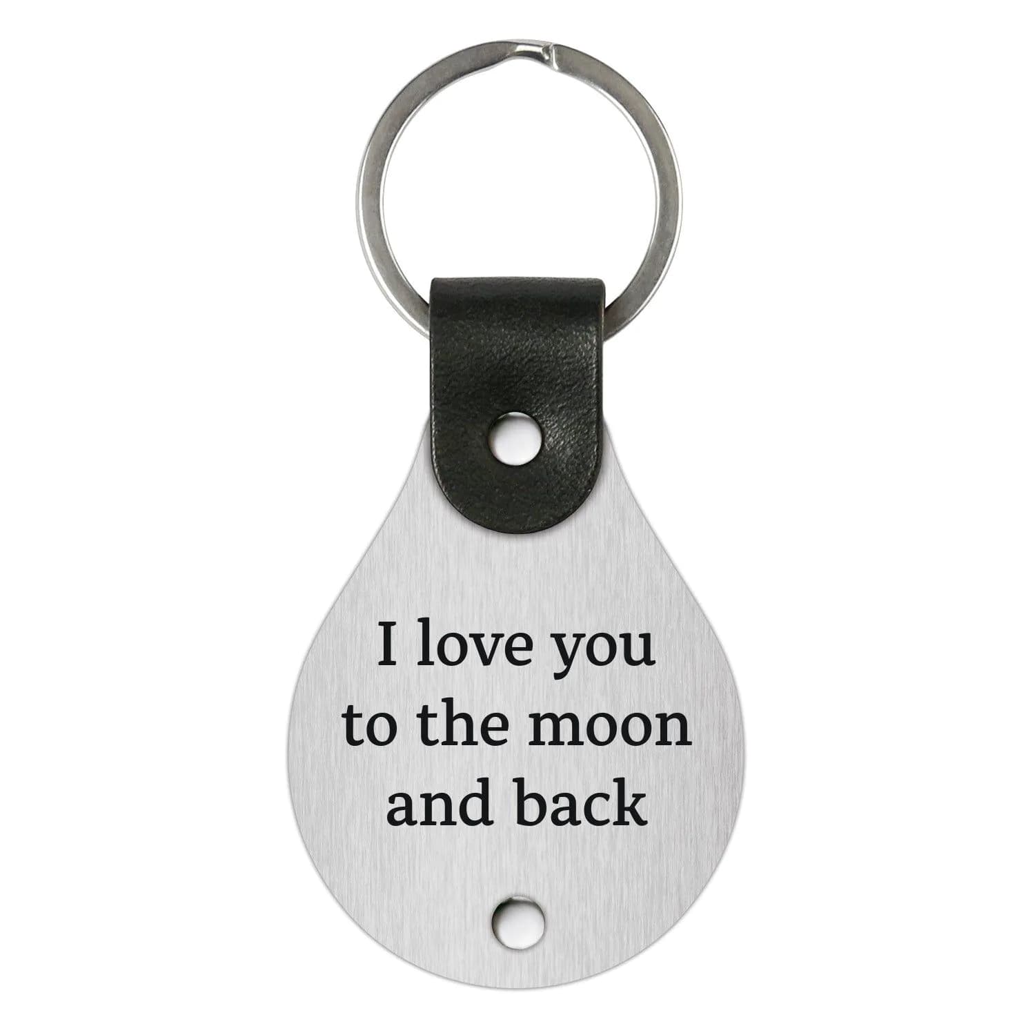 image-Leather keychain with engraving – I love you to the moon and back
