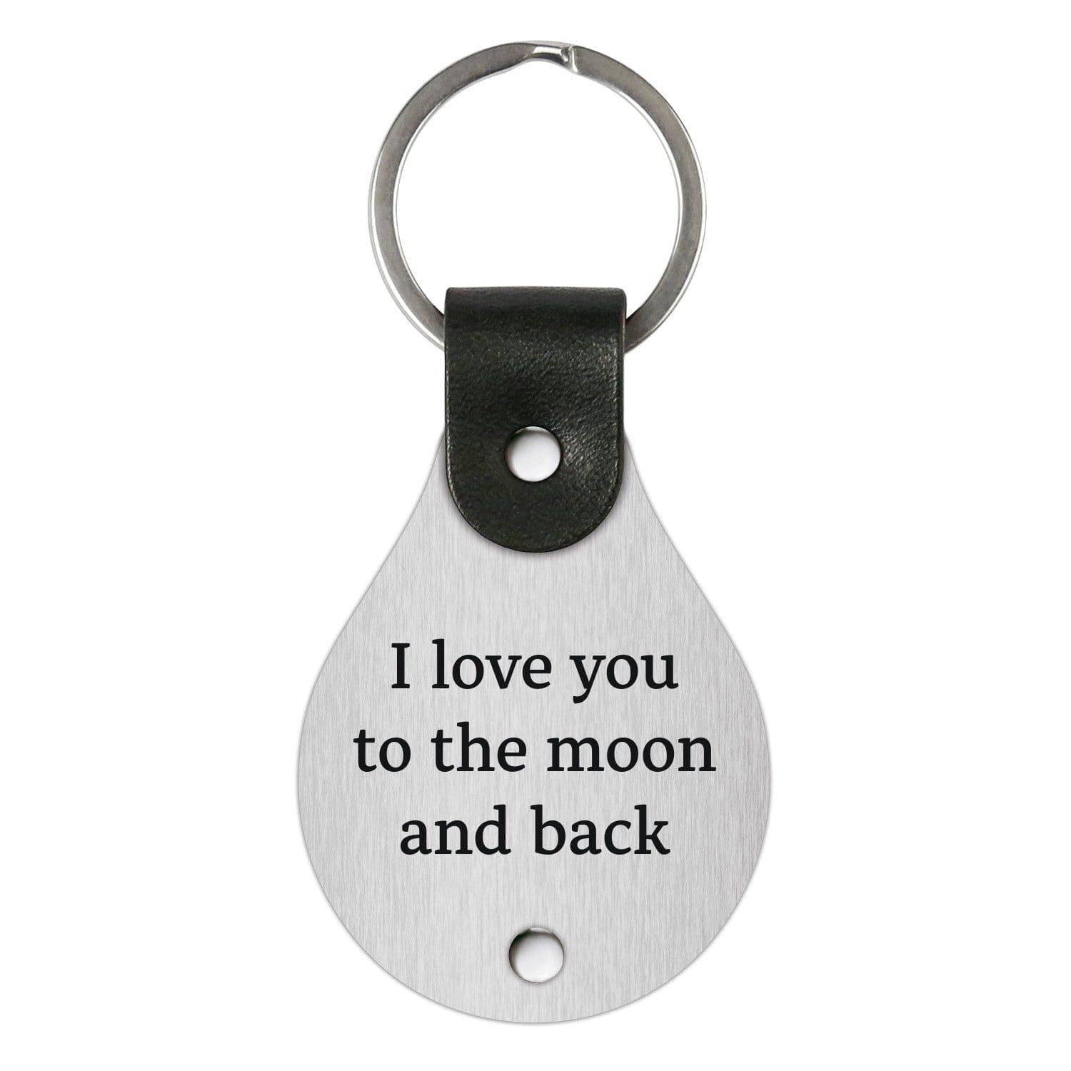 image-Leather keychain with engraving – I love you to the moon and back