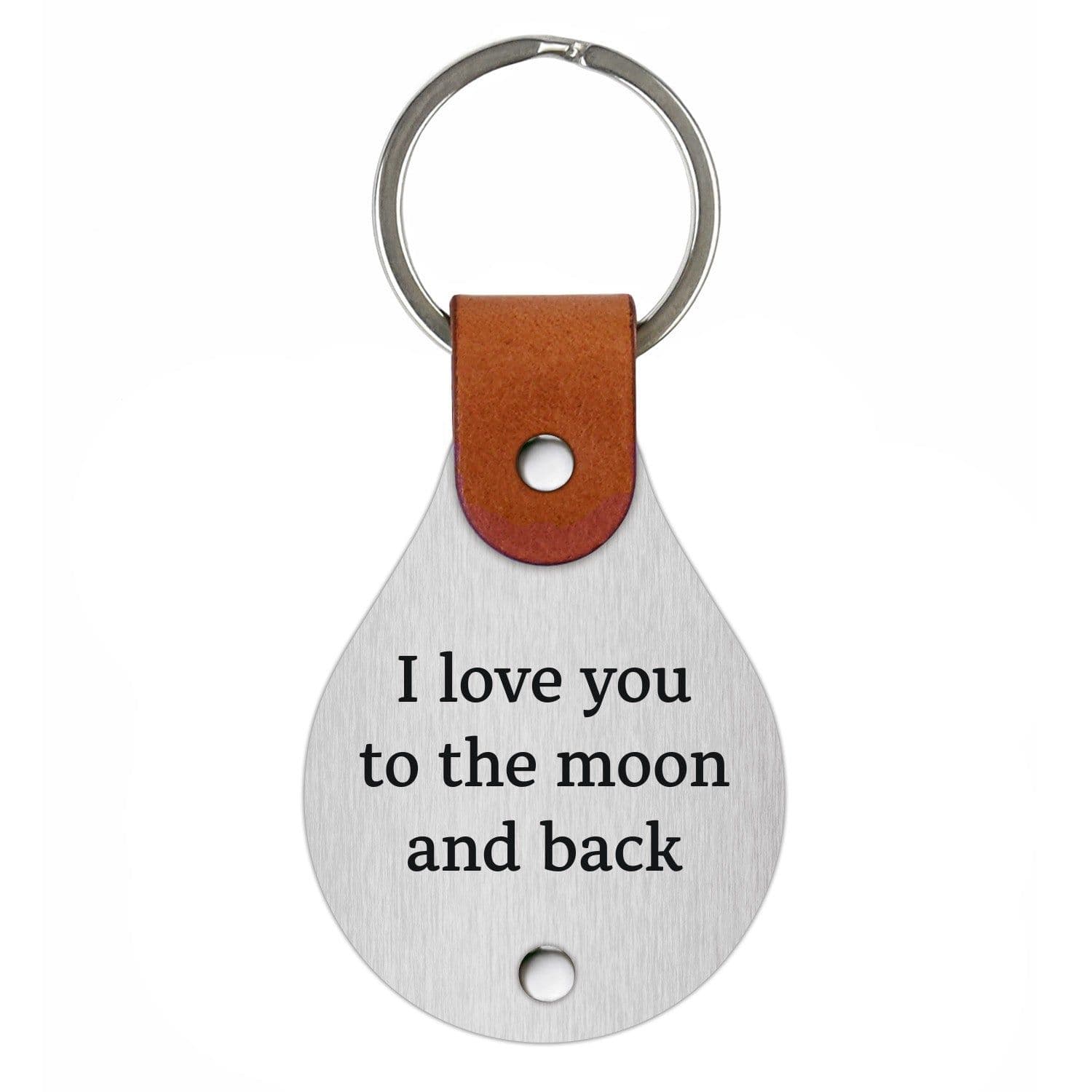 image-Leather keychain with engraving – I love you to the moon and back