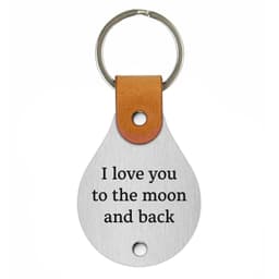 image-Leather keychain with engraving – I love you to the moon and back