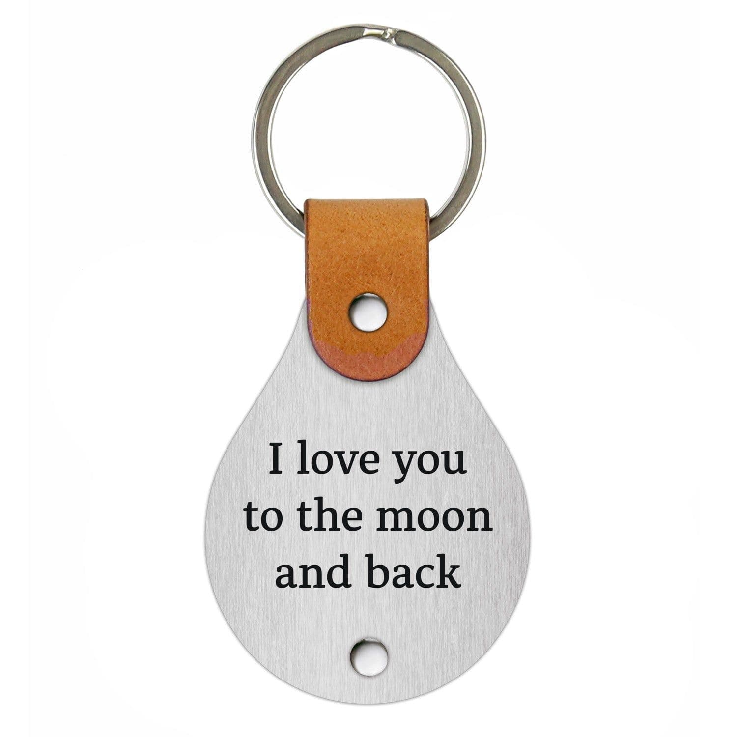 image-Leather keychain with engraving – I love you to the moon and back