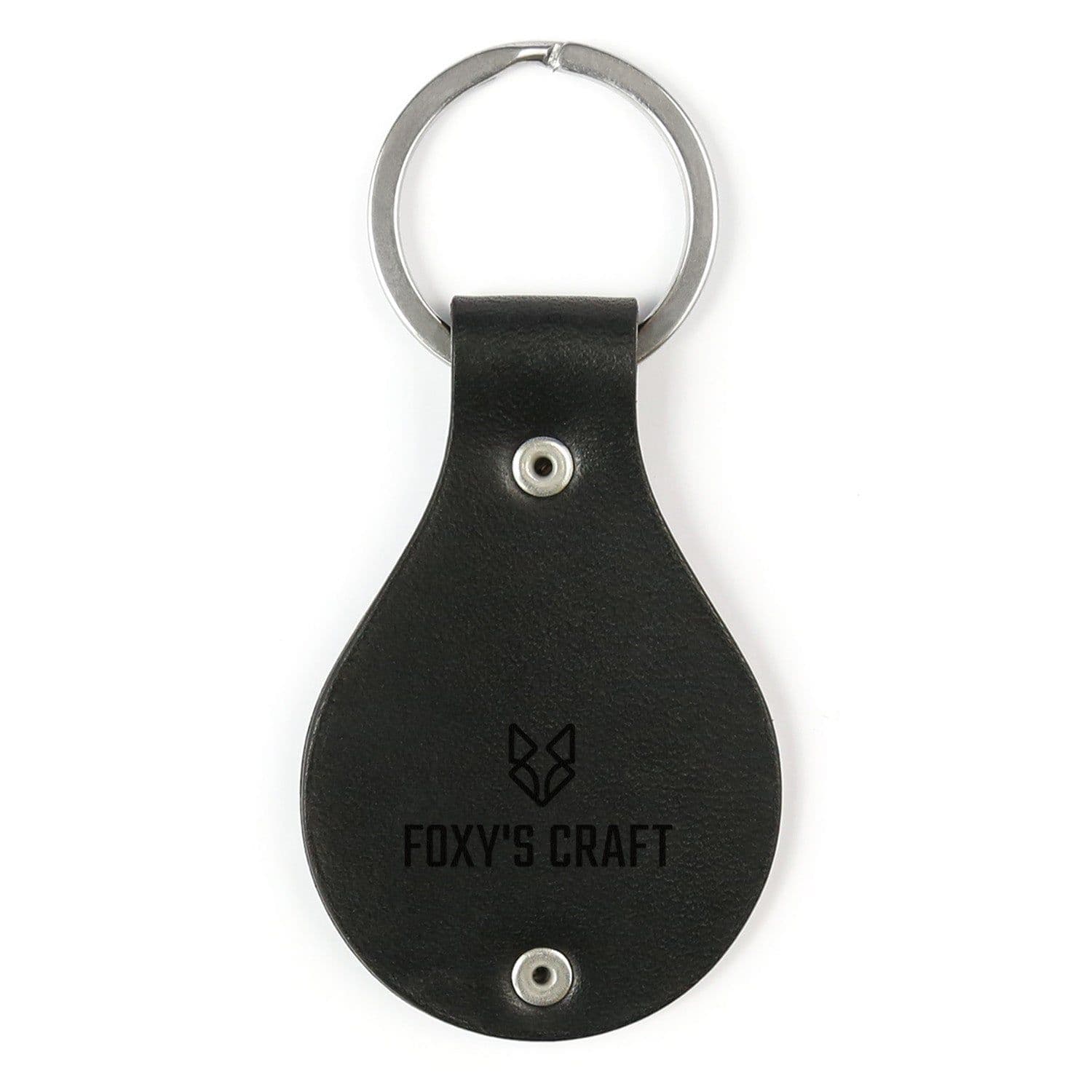image-Leather keychain with stainless steel plate – Home is where you are