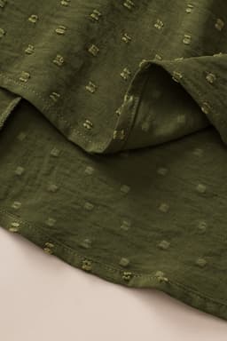 image-Moss Green Plus Size Swiss Dot Mock Neck Tied Nape Top