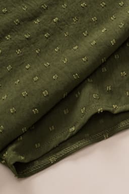 image-Moss Green Plus Size Swiss Dot Mock Neck Tied Nape Top