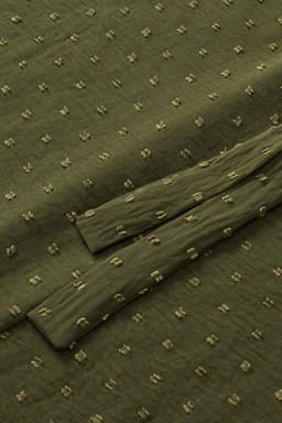 image-Moss Green Plus Size Swiss Dot Mock Neck Tied Nape Top