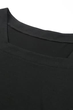 image-Black Plus Size Square Neck Ruched Shoulder Short Sleeve Top