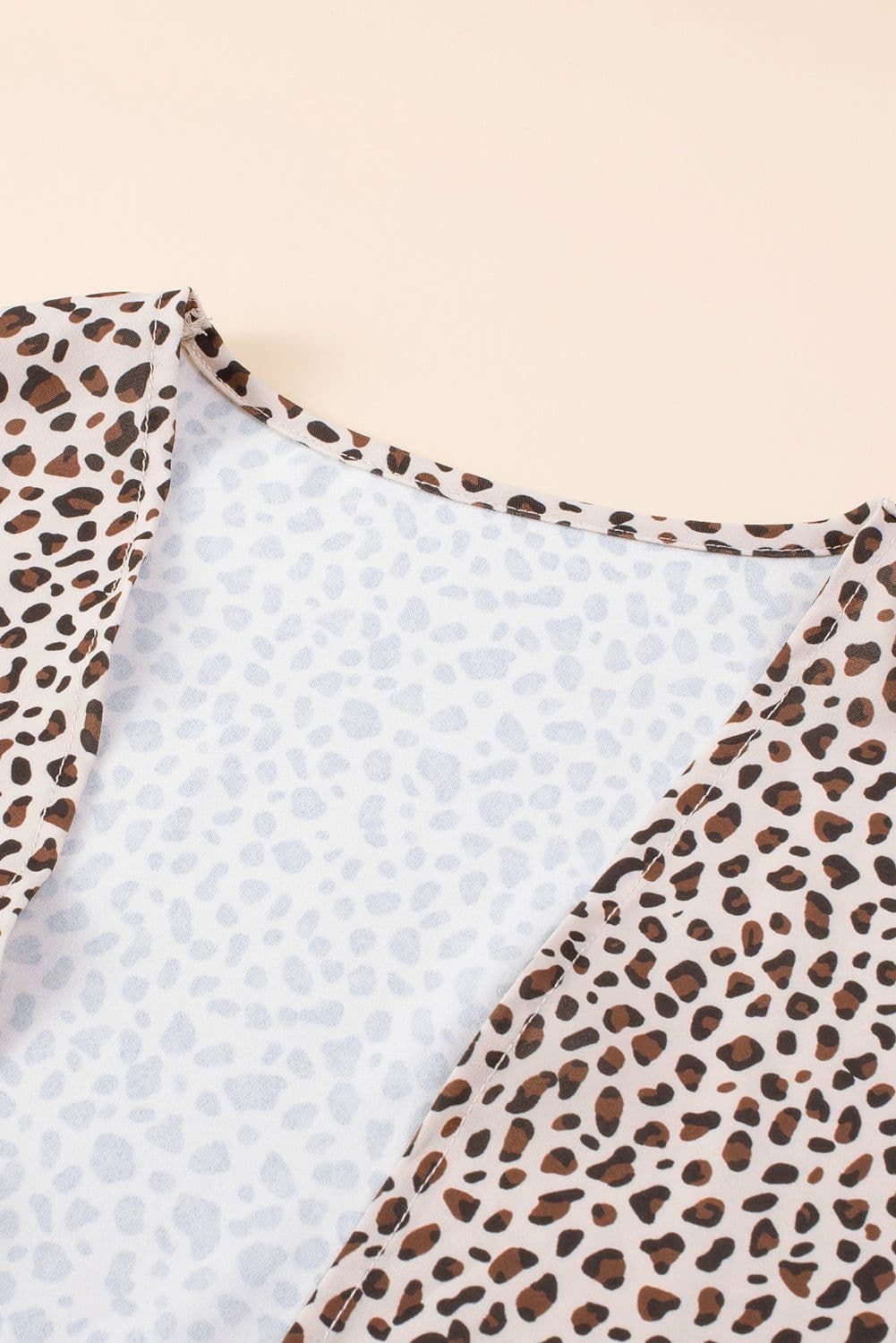 image-Khaki Plus Size Leopard Print Half Sleeve Open Front Cardigan
