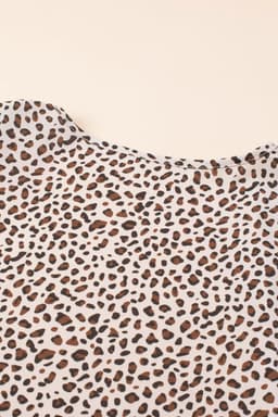 image-Khaki Plus Size Leopard Print Half Sleeve Open Front Cardigan