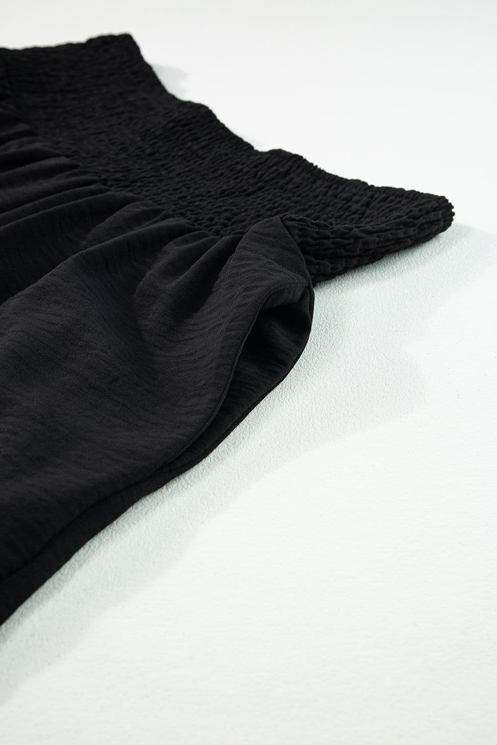 image-Black Shirred High Waist Plus Size Wide Leg Pants