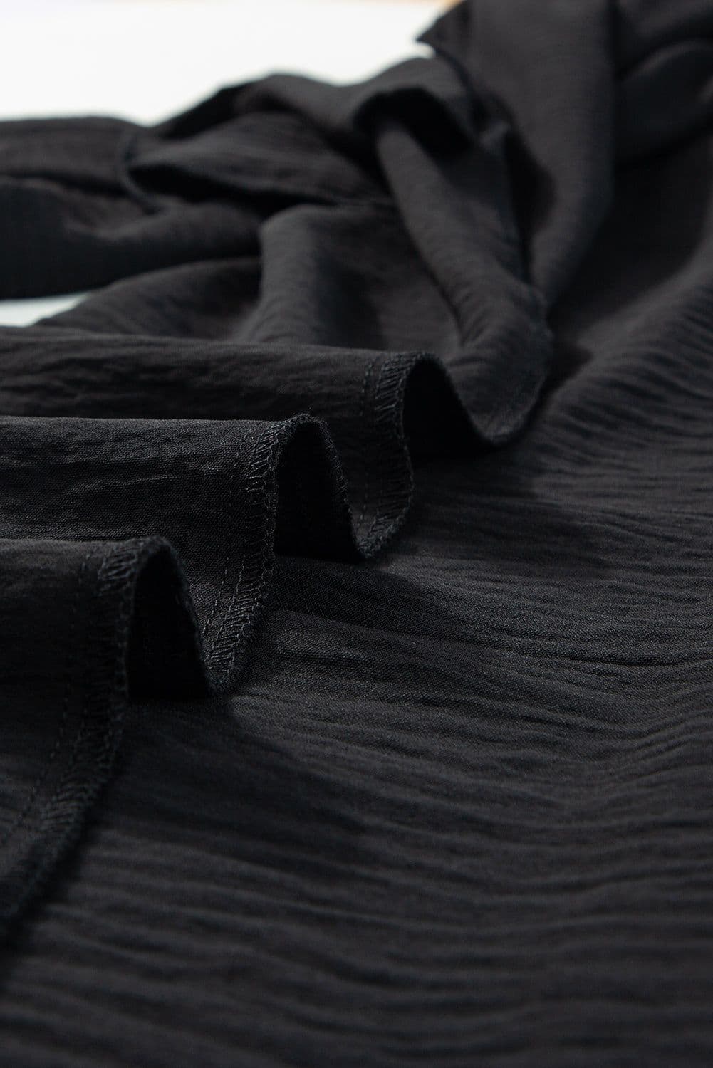 image-Black Shirred High Waist Plus Size Wide Leg Pants