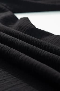 image-Black Shirred High Waist Plus Size Wide Leg Pants