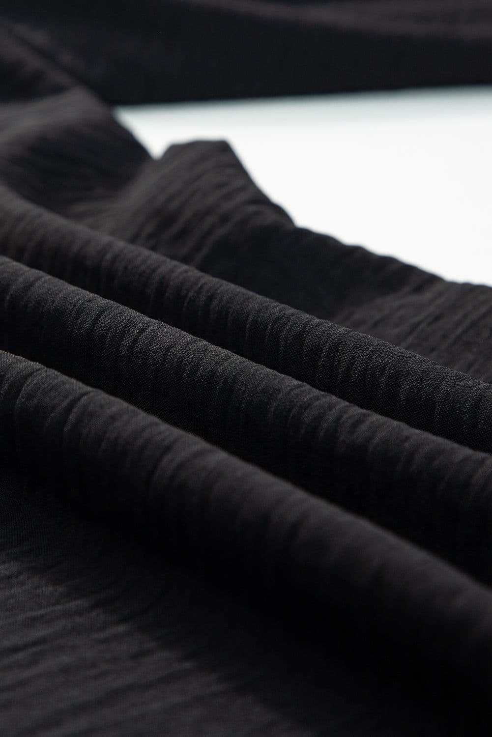 image-Black Shirred High Waist Plus Size Wide Leg Pants