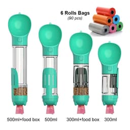 image-KOMMILIFE Portable Cat Dog Water Bottle Food Feeder Drinker Poop Dispenser 3 In 1 Leak-proof Multifunctional Dog Waterer Bottle