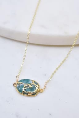 image-Mrs. Parker Necklace in Teal Mojave Copper Turquoise