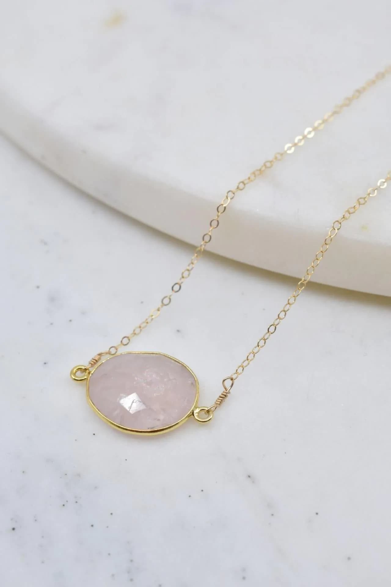 image-Mrs. Parker Necklace in Rose Quartz