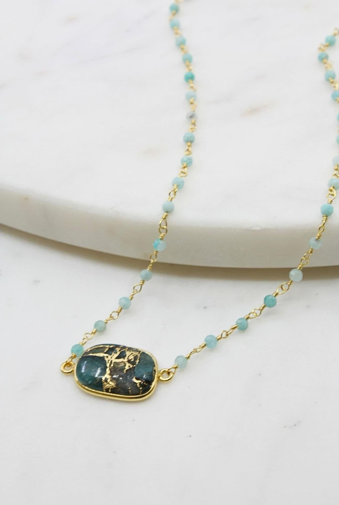 image-Mrs. Parker Endless Summer Necklace in Teal Turquoise Mojave