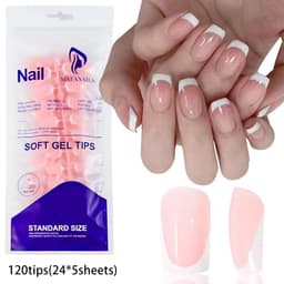 image-240/120Pcs Colorful French Short Square False Nails Full Cover Fake Nail Tip Extension Acrylic Wearable Ballerina Press on Nails