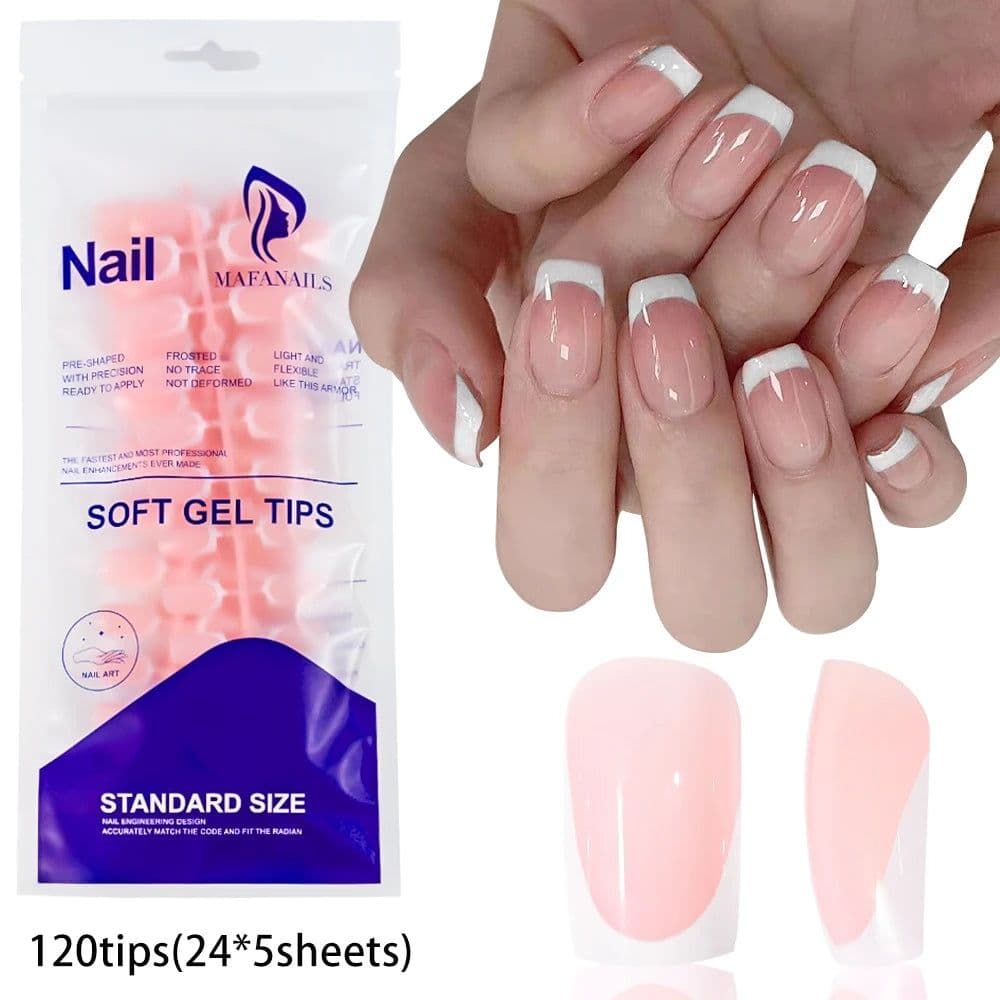 image-240/120Pcs Colorful French Short Square False Nails Full Cover Fake Nail Tip Extension Acrylic Wearable Ballerina Press on Nails