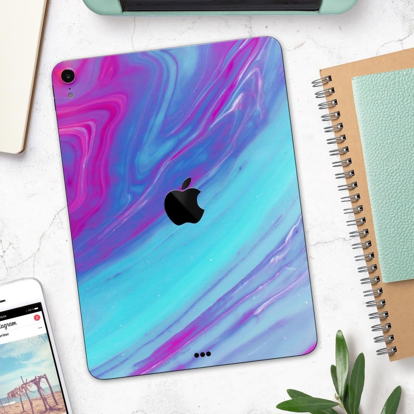 image-Marbleized Pink Ocean Blue v32 - Full Body Skin Decal for the Apple