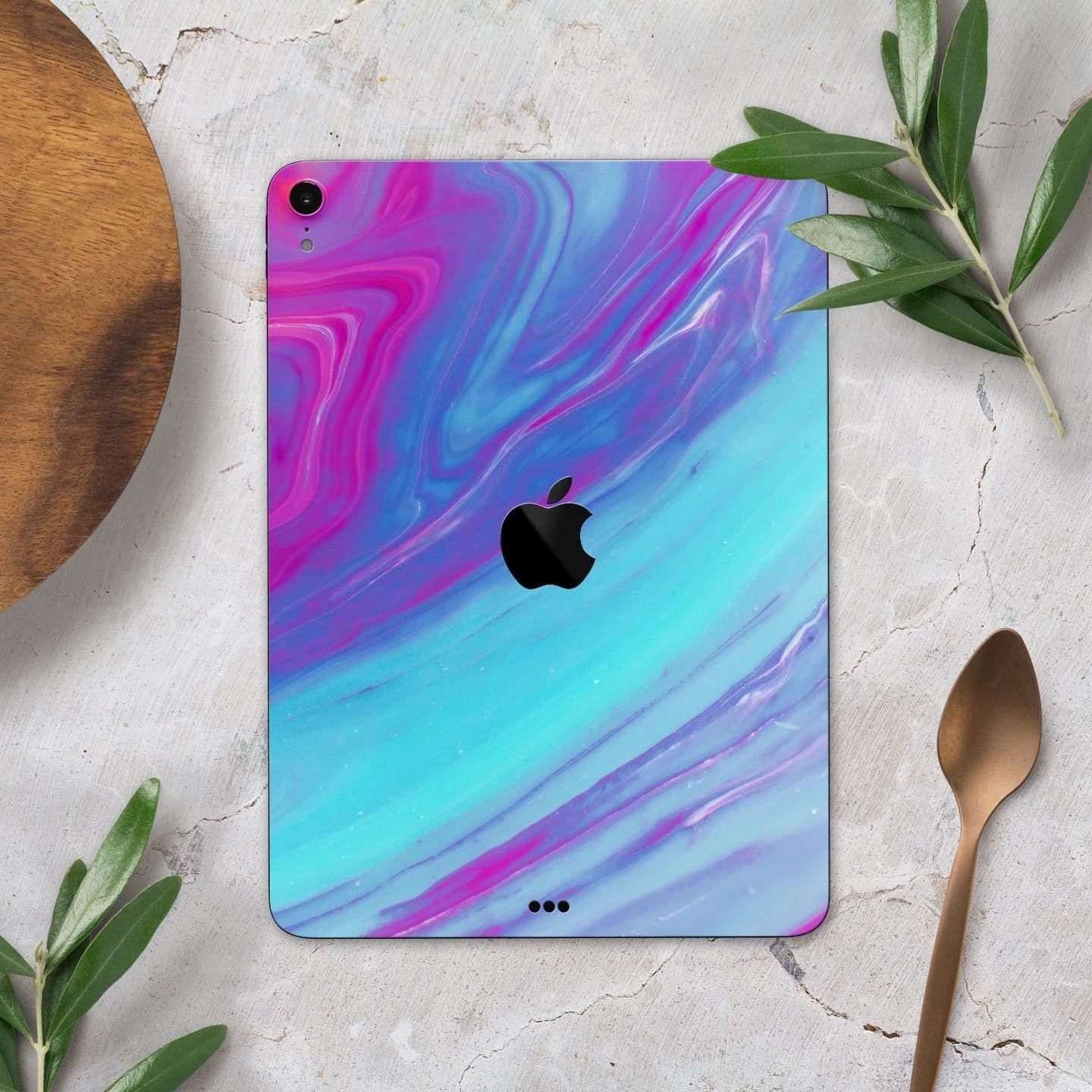 image-Marbleized Pink Ocean Blue v32 - Full Body Skin Decal for the Apple