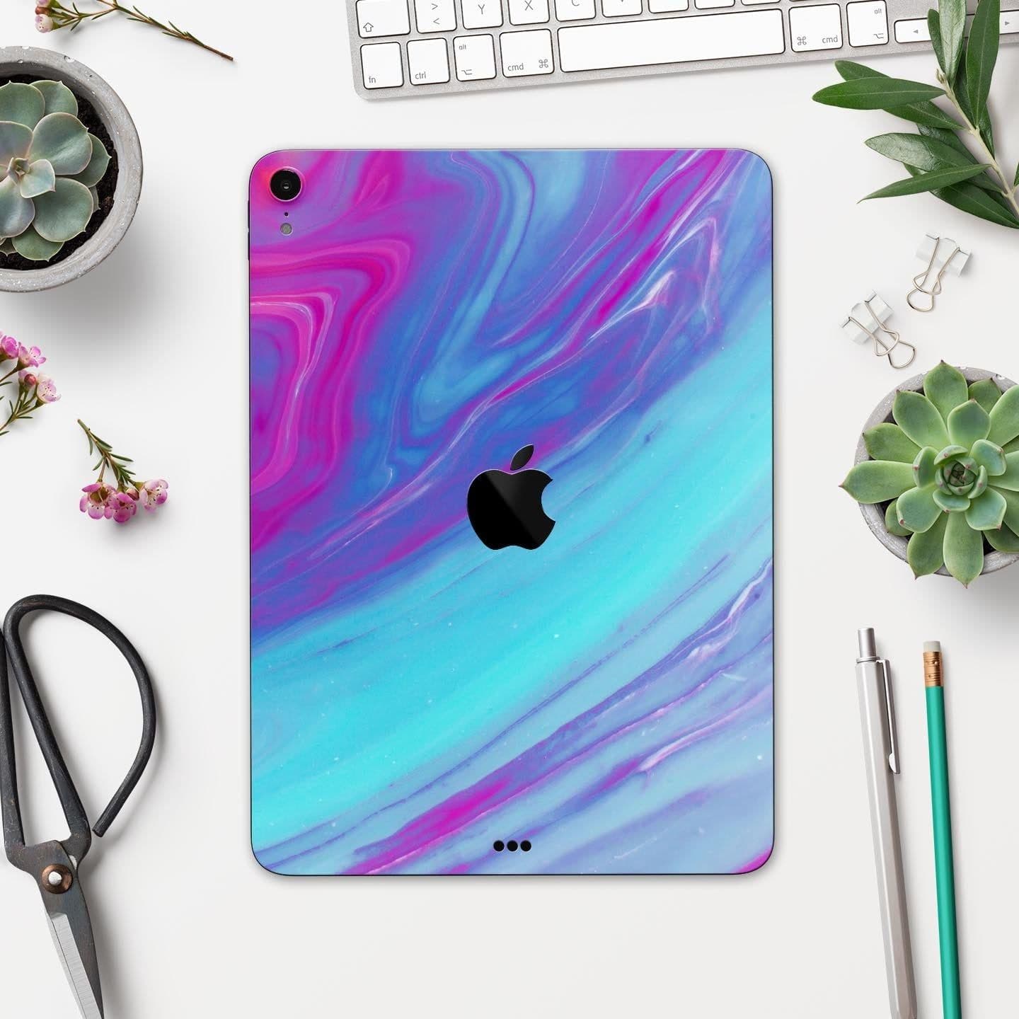 image-Marbleized Pink Ocean Blue v32 - Full Body Skin Decal for the Apple