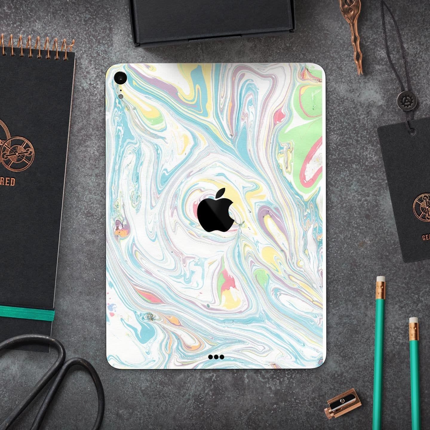 image-Marbleized Swirling Candy Colors - Full Body Skin Decal for the Apple