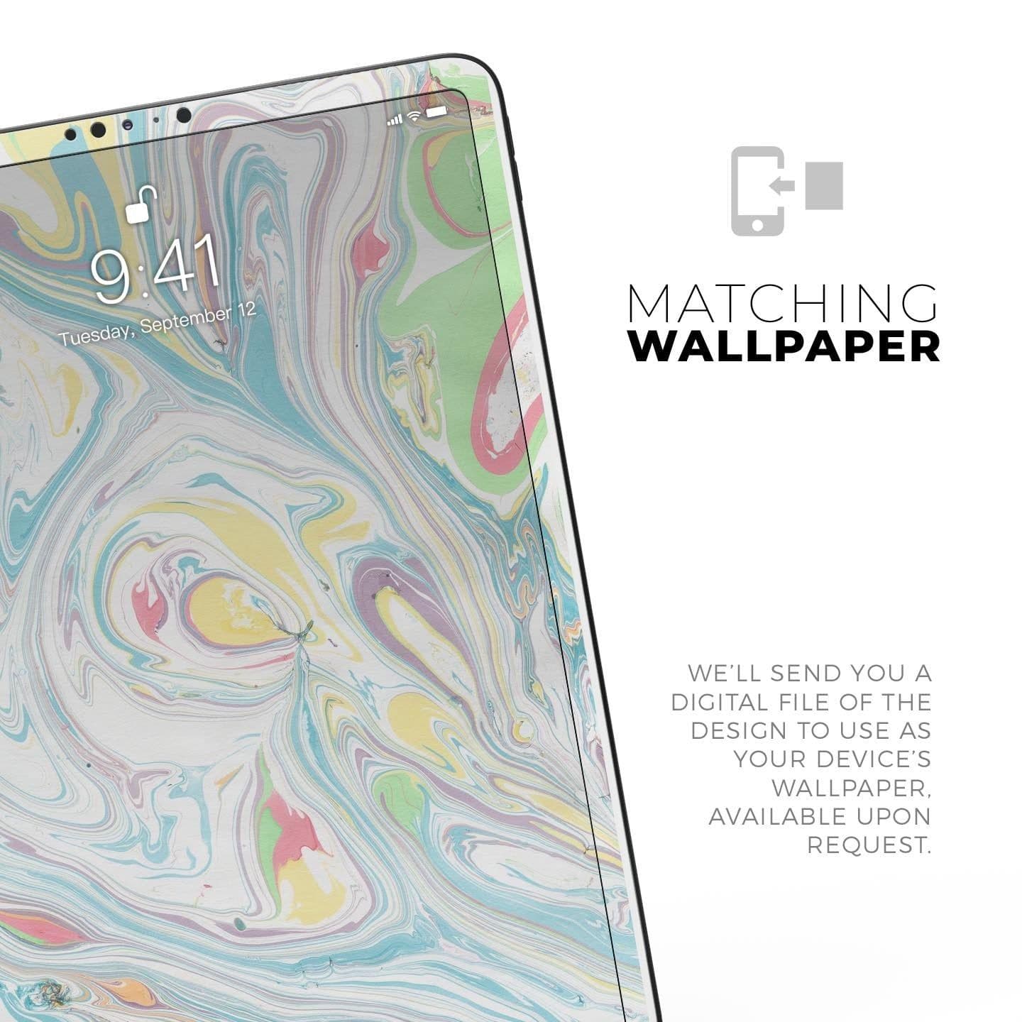 image-Marbleized Swirling Candy Colors - Full Body Skin Decal for the Apple
