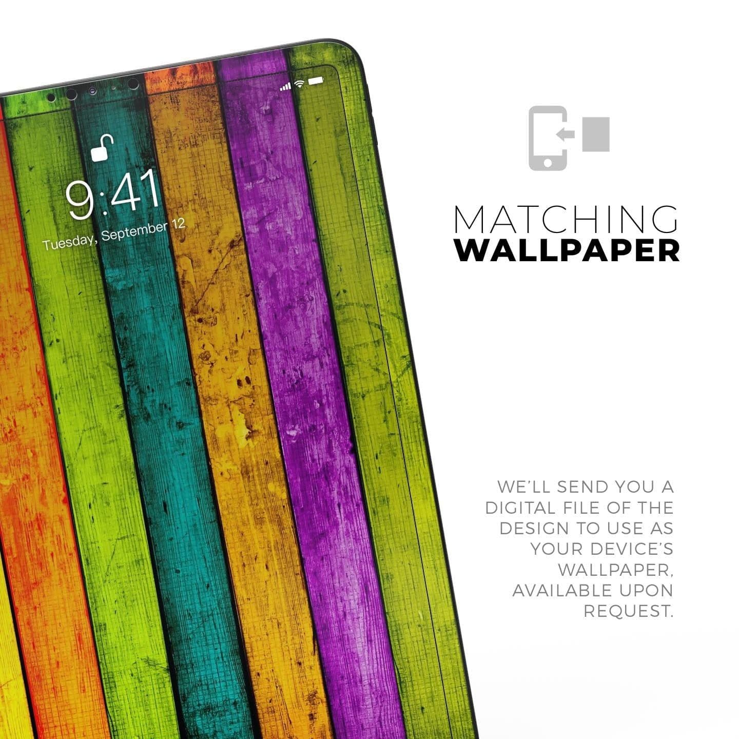 image-Neon Wood Planks - Full Body Skin Decal for the Apple iPad Pro 12.9",