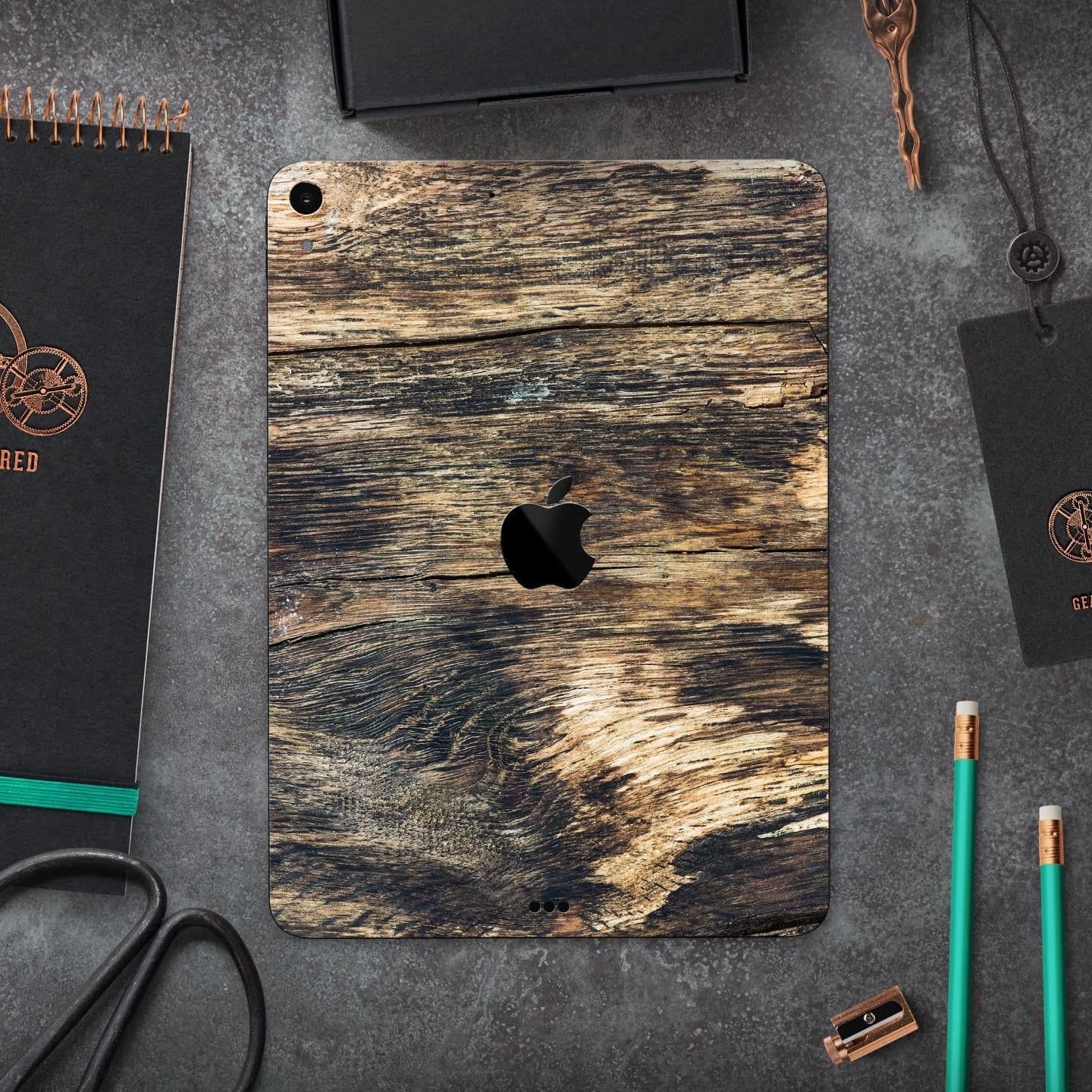 image-Raw Wood Planks V12 - Full Body Skin Decal for the Apple iPad Pro