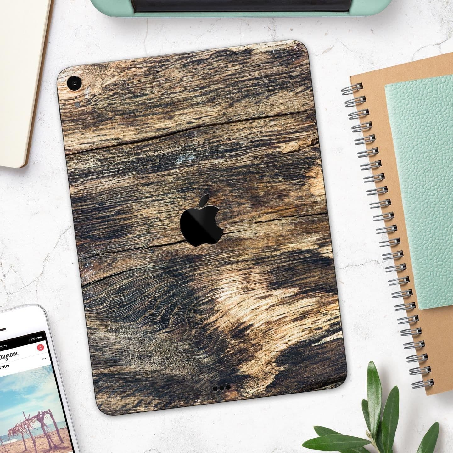 image-Raw Wood Planks V12 - Full Body Skin Decal for the Apple iPad Pro
