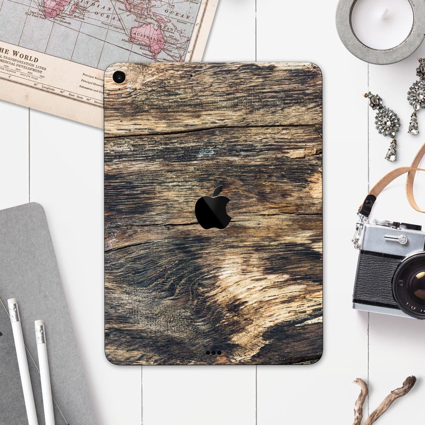 image-Raw Wood Planks V12 - Full Body Skin Decal for the Apple iPad Pro
